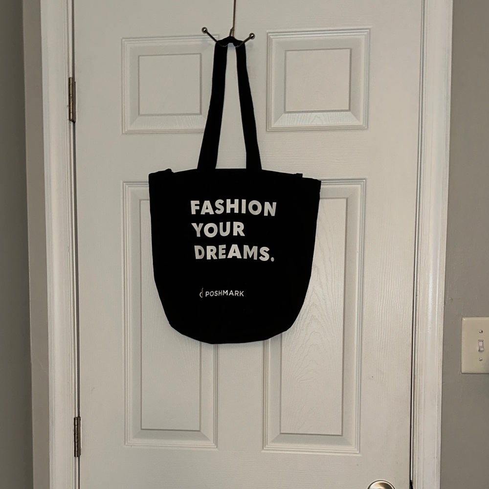 Posh Black Tote with Bold White Text